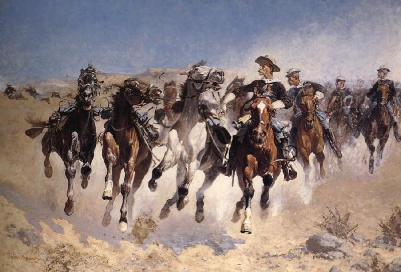 Frederic Remington Dismounted:The Fourth Trooper Moving the Led Horses Sweden oil painting art